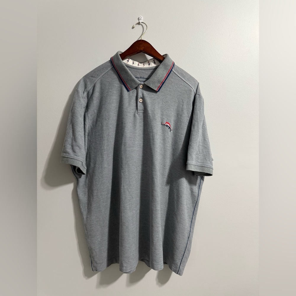 Tommy Bahama Gray Polo Shirt with Red Accents